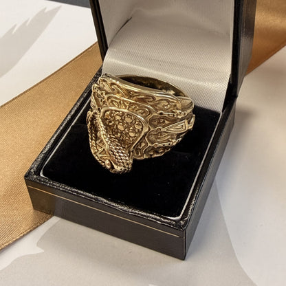 9ct Yellow Gold Ornate Saddle Ring