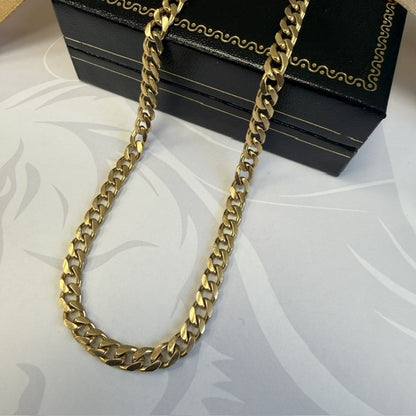 9ct Gold Cuban Chain Man's Solid Gold Chain - 18 Inch