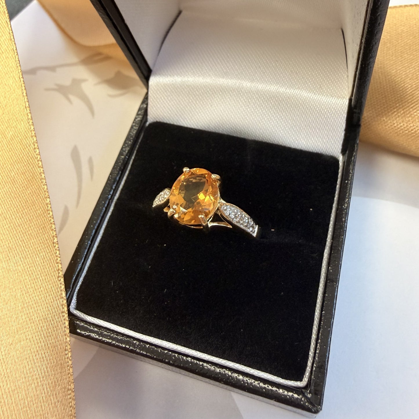 9ct Yellow Gold Citrine & Diamond Ring