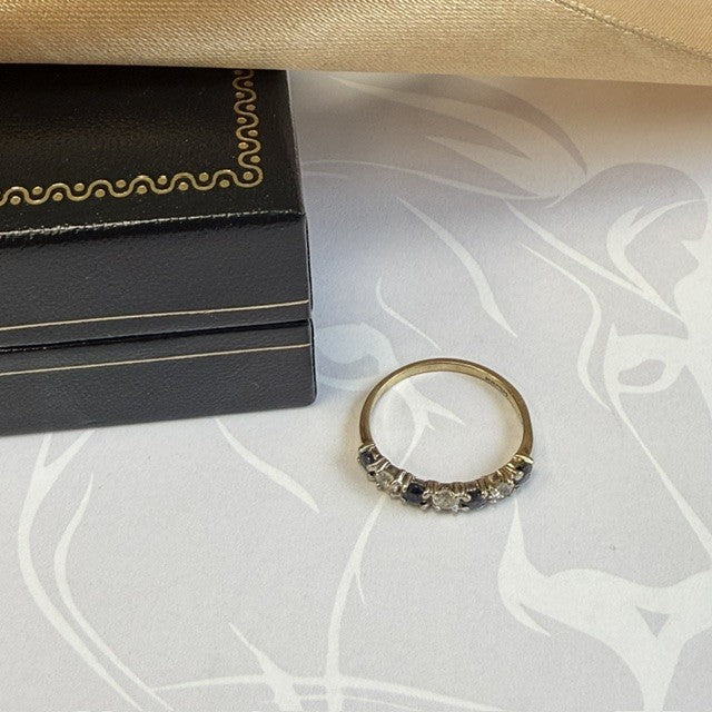 9ct Gold Sapphire and Cubic Zirconia Eternity Ring