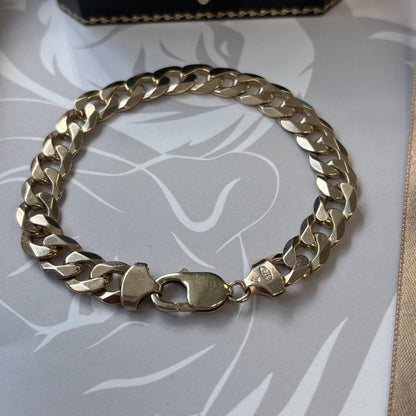 9ct Yellow Gold Heavy Flat Curb Link Bracelet
