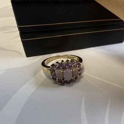 9ct Gold Amethyst and Opal Dress Ring