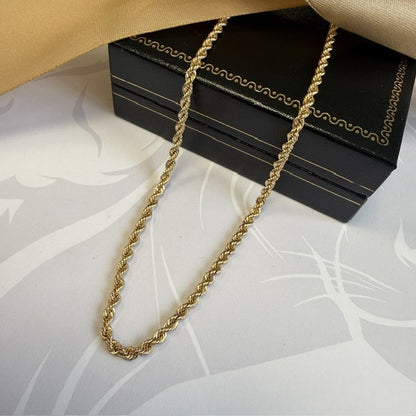 9ct Gold Rope Chain Solid Gold - 28 Inch