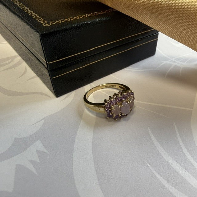 9ct Gold Amethyst and Opal Dress Ring