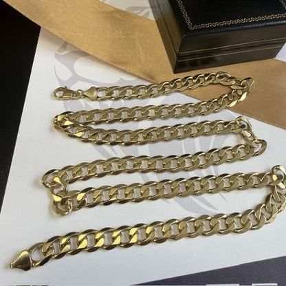 9ct Yellow Gold Curb Chain Solid Gold Curb Necklace - 28 Inch