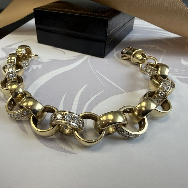9ct Gold Heavy Gents Belcher Bracelet - 9.5 Inch