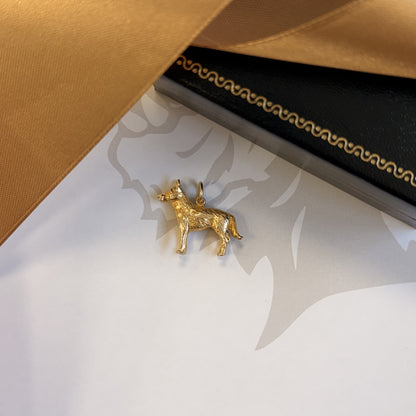 9ct Yellow Gold German Shepherd Dog Charm Pendant