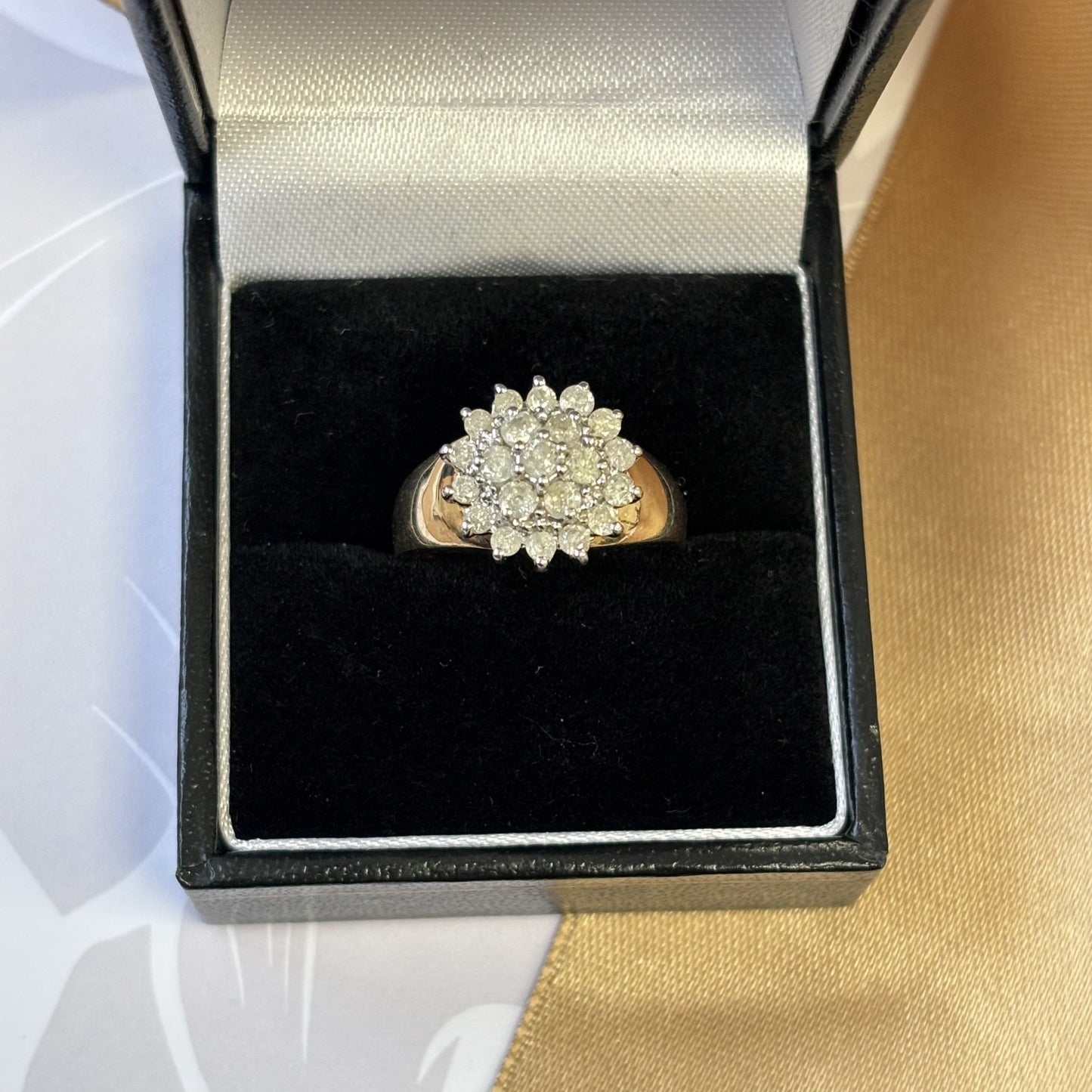 9ct Yellow Gold Diamond Cluster Ring