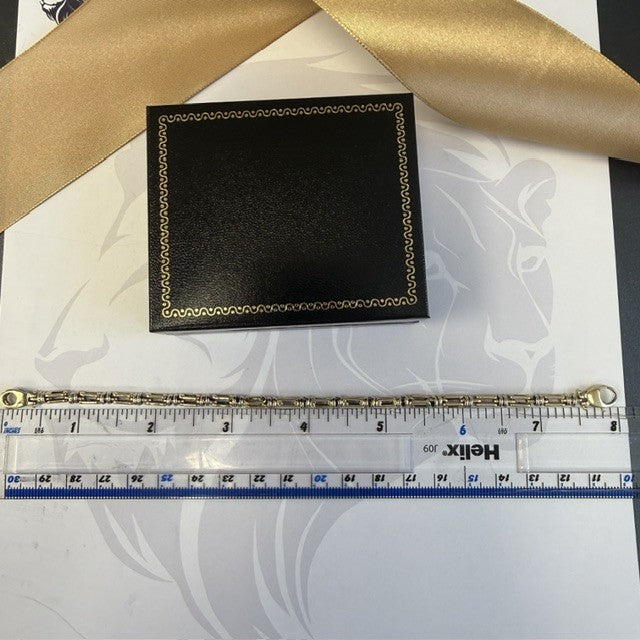 9ct Gold Yellow and White Fancy Link Bracelet - 8 Inch