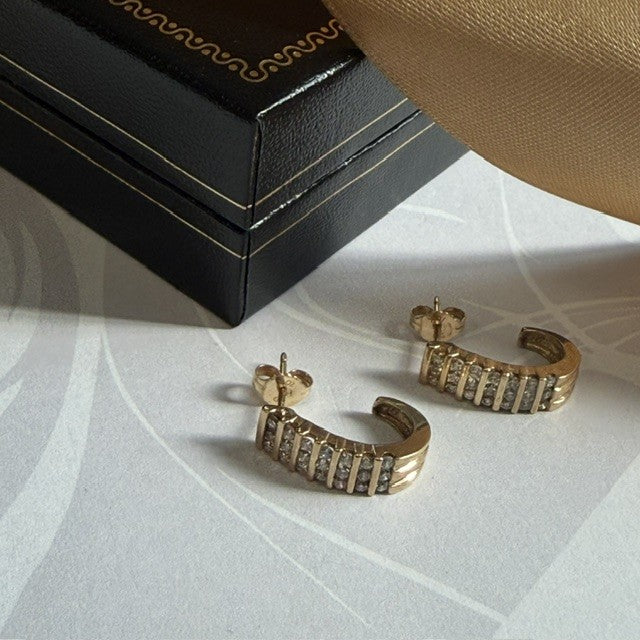 9ct Gold Diamond stud Drop earrings
