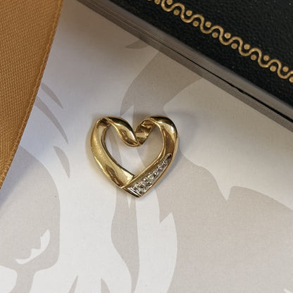 9ct Gold CZ Open Heart Pendant