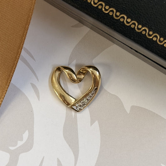 9ct Gold CZ Open Heart Pendant
