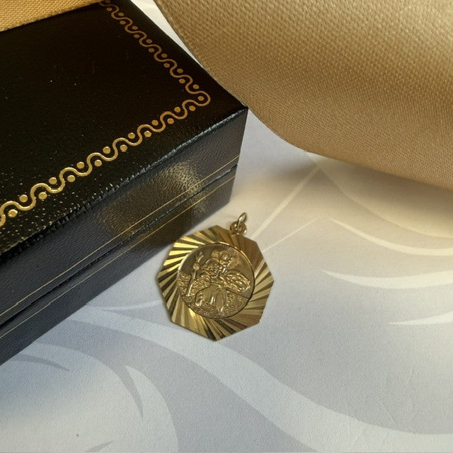 9ct Gold St Christopher Pendant Charm