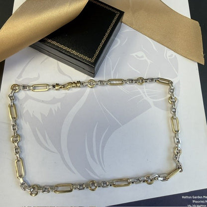 9ct Gold Yellow and White Chunky Fancy Link Chain - 20 Inch