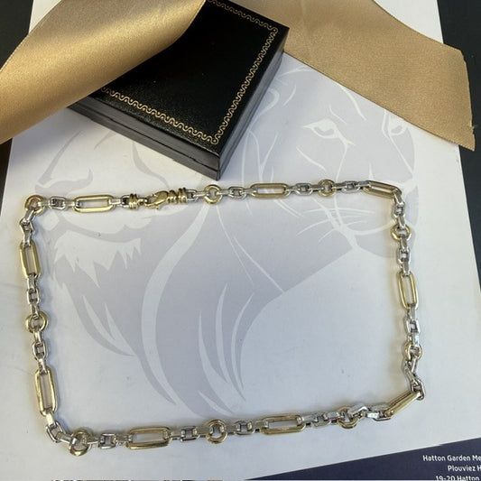9ct Gold Yellow and White Chunky Fancy Link Chain - 20 Inch