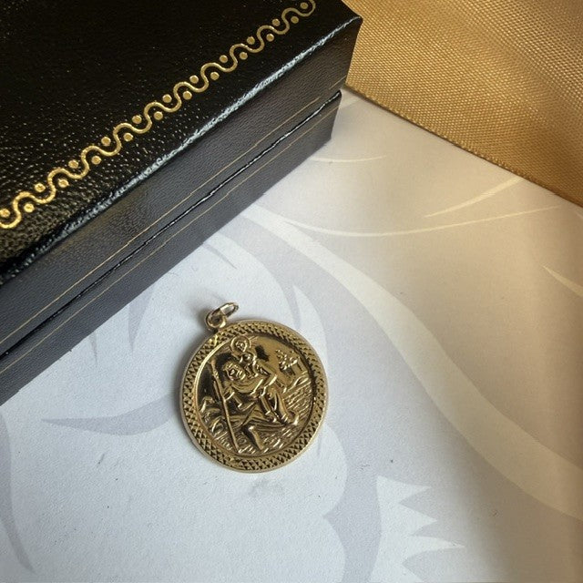 9ct Gold St Christopher Pendant Charm