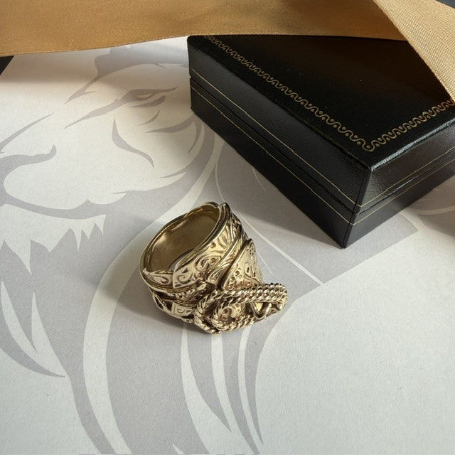 9ct Gold Saddle Ring Solid Gold Mans Ring