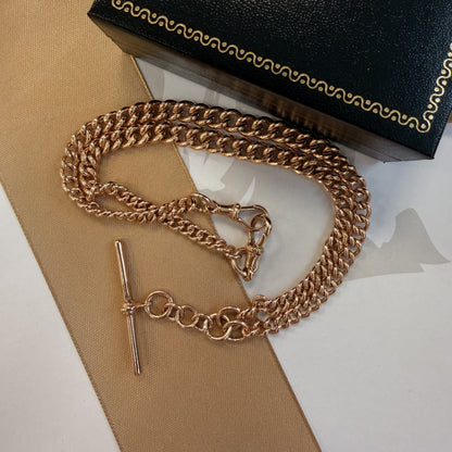 9ct Yellow Gold Graduated Albert Chain with T-Bar - 18 Inch