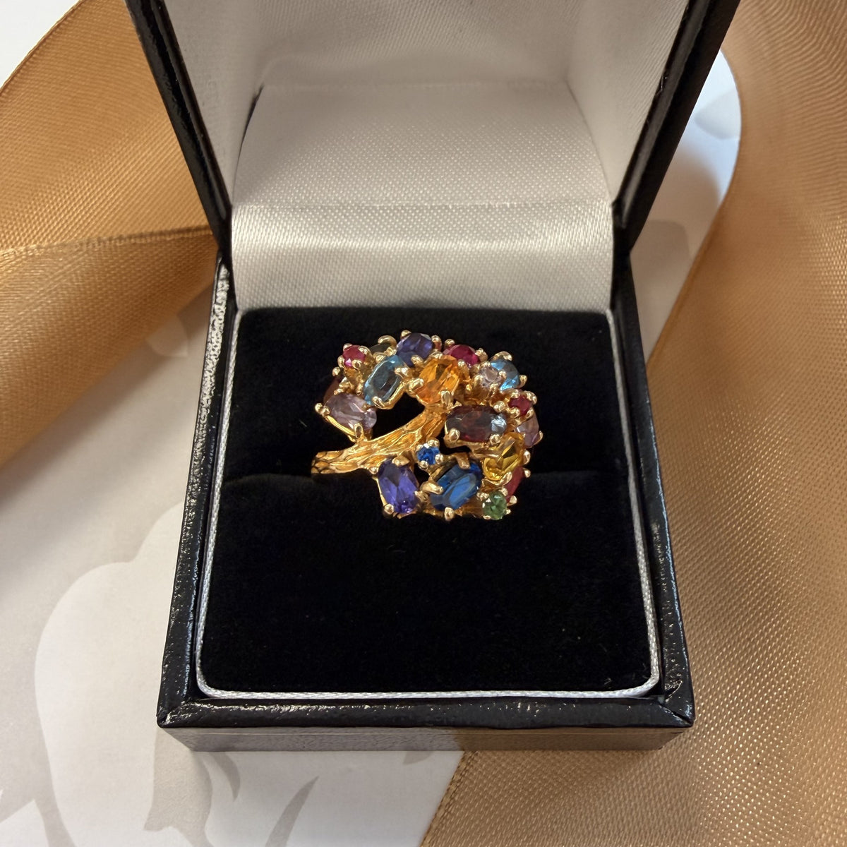 14ct Yellow Gold Multi-Gemstone Tree of Life Ring