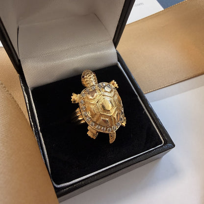 9ct Yellow Gold Diamond Turtle Ring
