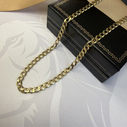 9ct Gold Curb Chain Solid Gold Man's Chain - 24 Inch