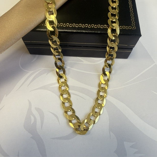 9ct Gold Man's Curb Chain Solid Gold - 20 Inch