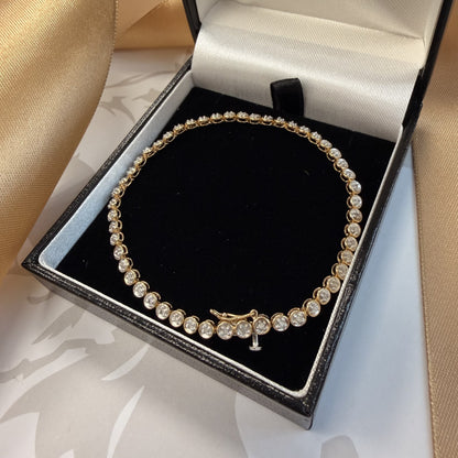 9ct Yellow Gold Natural Diamond Tennis Bracelet