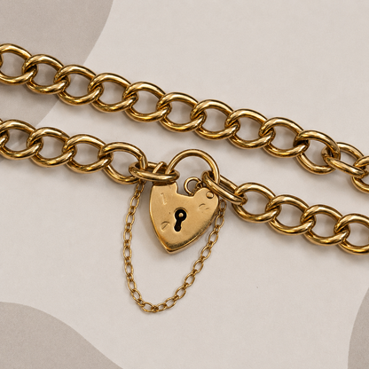 9ct Yellow Gold Hollow Curb Link Padlock Bracelet