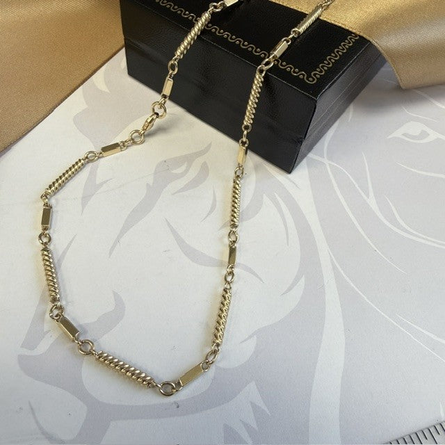 9ct Yellow Gold Fancy Link Chain Solid Gold Necklace - 19 Inch