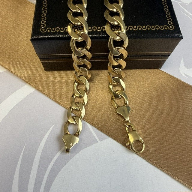9ct Yellow Gold Curb Chain Solid Gold Curb Necklace - 28 Inch