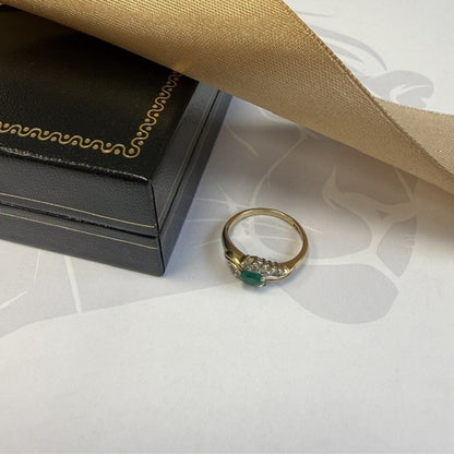 9ct Emerald and Diamond Dress Ring