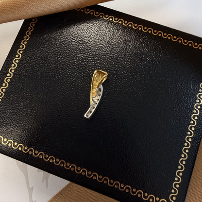 14ct Yellow Gold Diamond Curved Pendant