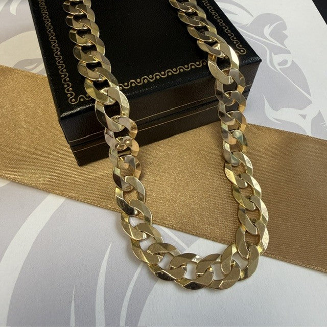 9ct Yellow Gold Curb Chain Solid Gold - 18 Inch