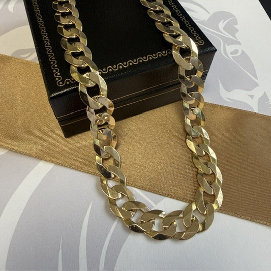 9ct Yellow Gold Curb Chain Solid Gold - 18 Inch