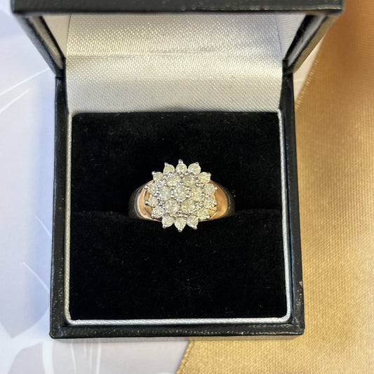 9ct Yellow Gold Diamond Cluster Ring