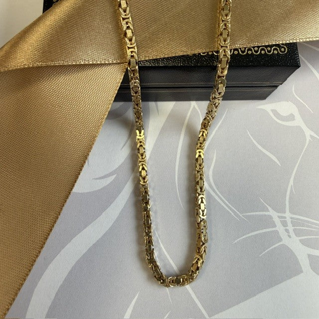 9ct Gold Byzantine Necklace Solid Gold Chain - 30 Inch