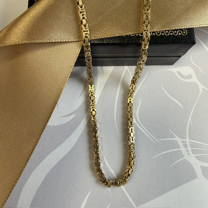 9ct Gold Byzantine Necklace Solid Gold Chain - 30 Inch