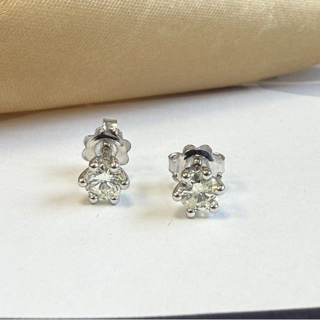 18ct Diamond Stud Earrings 18ct White Gold - Natural Diamond 1.00ct