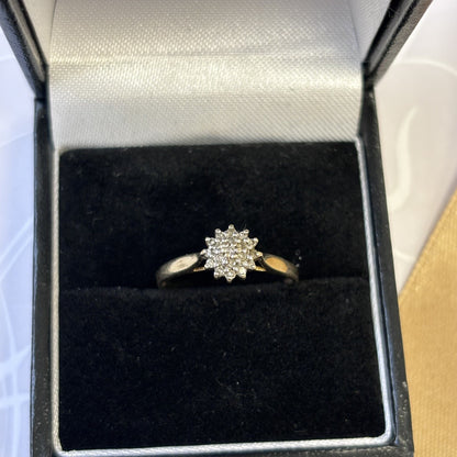 9ct Yellow Gold Diamond Cluster Ring