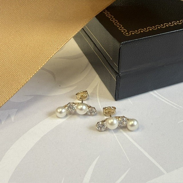 9ct Gold Pearl Drop Stud Earrings