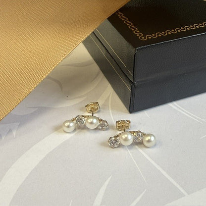 9ct Gold Pearl Drop Stud Earrings