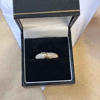 9ct Gold Clear Diamond Crossover Ring