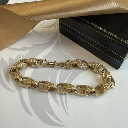 9ct Gold Tulip Bracelet Solid Gold Bracelet - 7.5 Inch