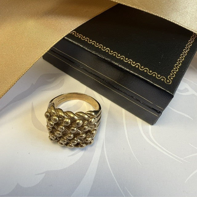9ct Gold Gents 5 Row Keeper Ring Solid Gold