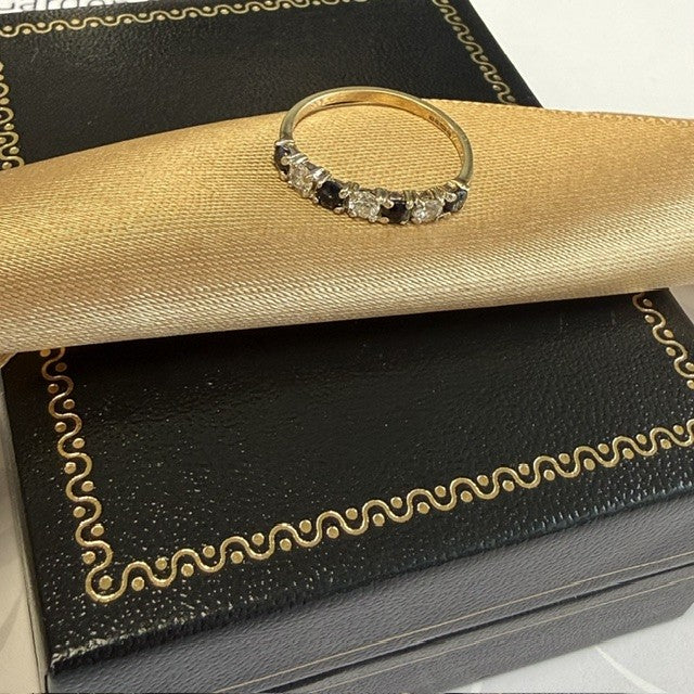 9ct Gold Sapphire and Cubic Zirconia Eternity Ring