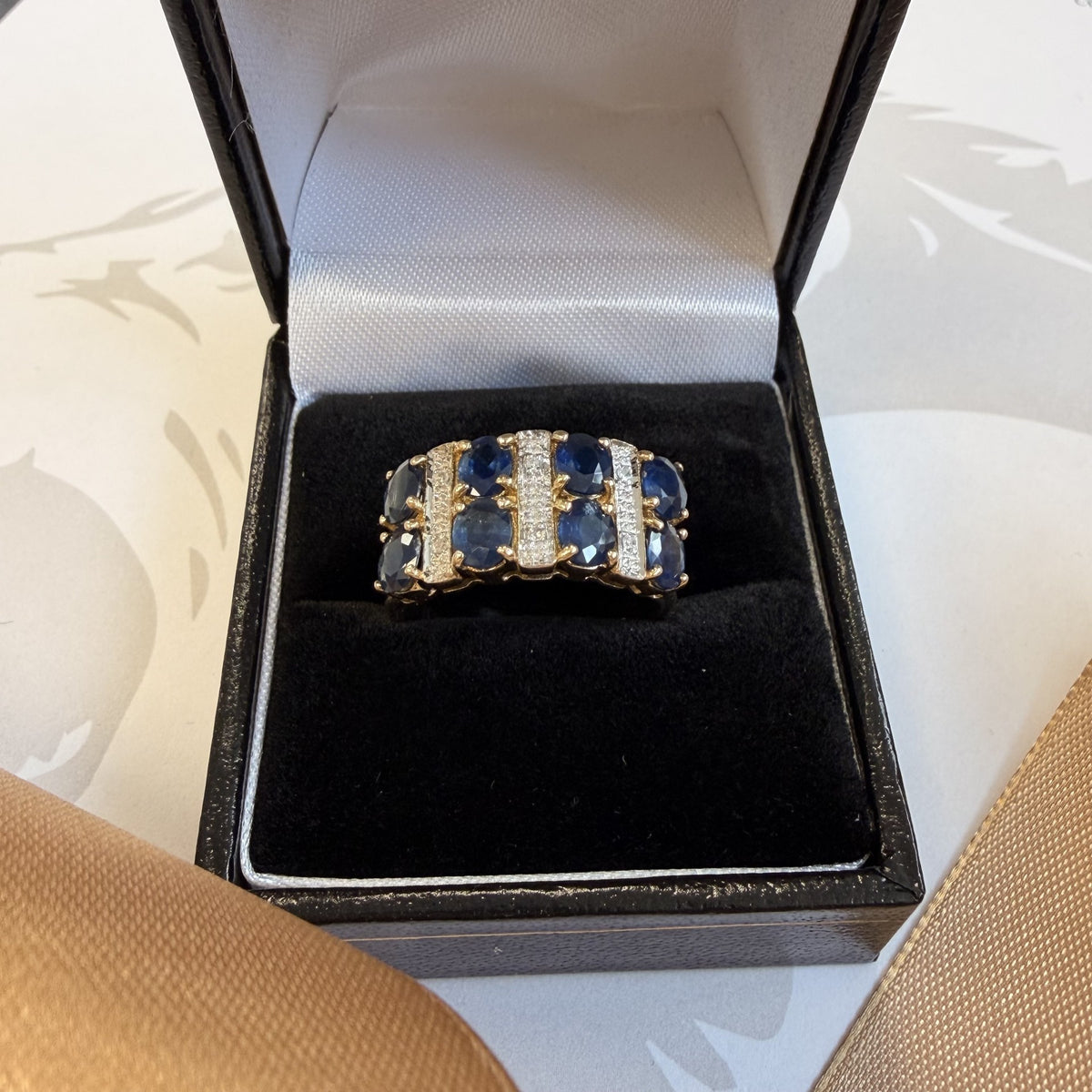 9ct Yellow Gold Blue Sapphire Dress Ring