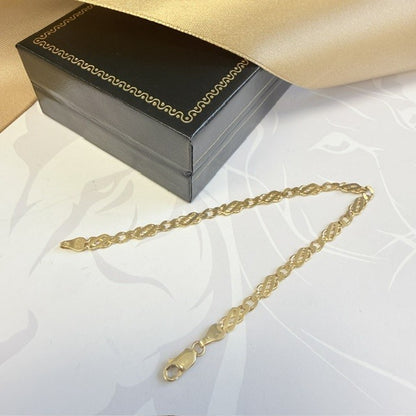 9ct Gold Mariner Bracelet Solid Gold - 7 Inch