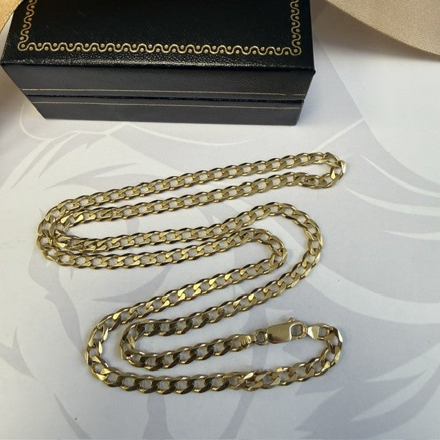 9ct Gold Curb Chain Solid Gold Man's Chain - 24 Inch