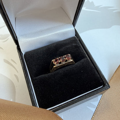 9ct Yellow Gold Three-Stone Garnet Ring