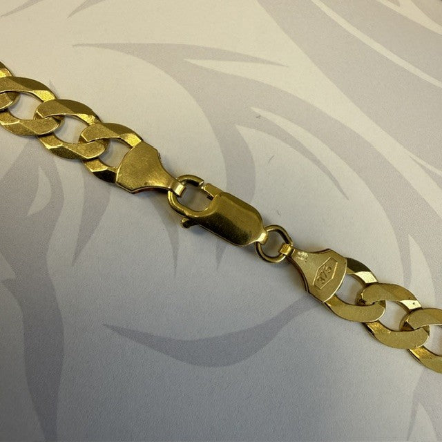 9ct Gold Man's Curb Chain Solid Gold - 20 Inch